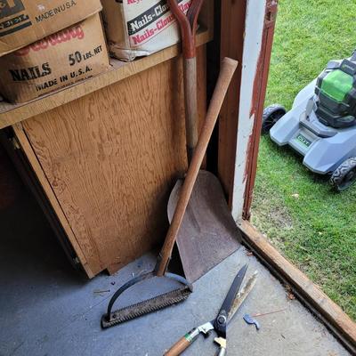 Shears, scoop shovel and grandpa's weed wacker