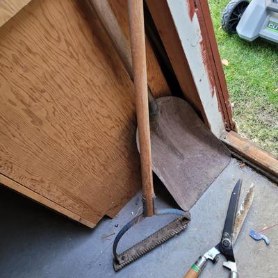 Shears, scoop shovel and grandpa's weed wacker