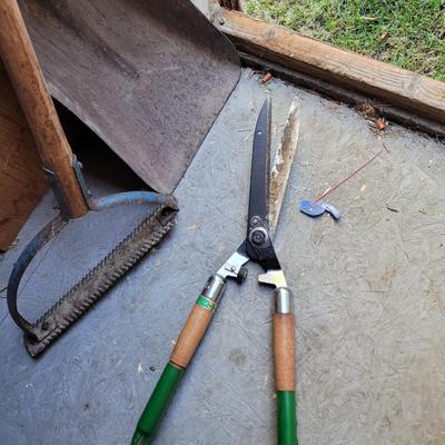 Shears, scoop shovel and grandpa's weed wacker