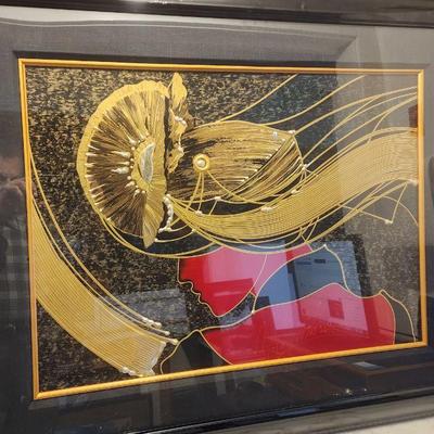 Martiros Manoukian-Golden Grace-Framed LE Mix-Media Silkscreen/Paper/Signed