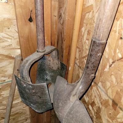 Ground auger, scoop shovel, hoe and hand cultivator