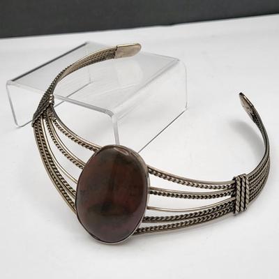 Handcrafted Collar Cuff Necklace With Jasper Stone