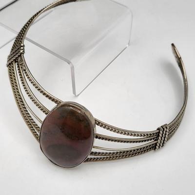 Handcrafted Collar Cuff Necklace With Jasper Stone
