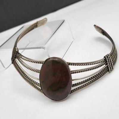 Handcrafted Collar Cuff Necklace With Jasper Stone