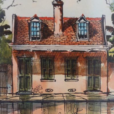 Signed Original "Creole Cottage Bourban St." by Roger Carrington, 1980