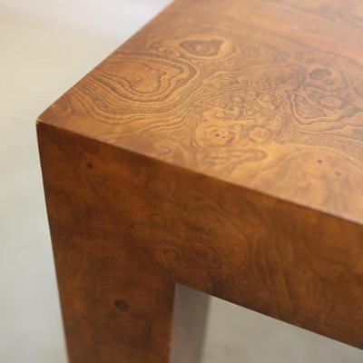 Mid Century Solid Burlwood Expanding Dining Table with 2 Leaves