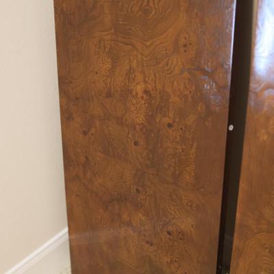 Mid Century Solid Burlwood Expanding Dining Table with 2 Leaves