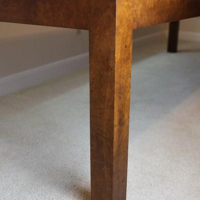 Mid Century Solid Burlwood Expanding Dining Table with 2 Leaves