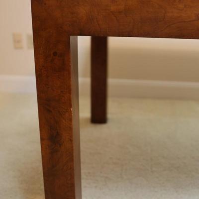 Mid Century Solid Burlwood Expanding Dining Table with 2 Leaves
