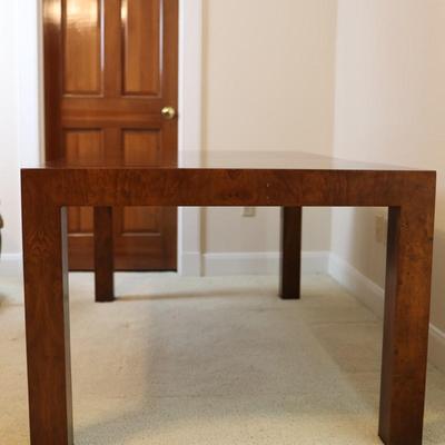 Mid Century Solid Burlwood Expanding Dining Table with 2 Leaves