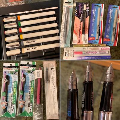Unused Calligraphy Pens Plus Refillable Pens & Ink (2K-HS)