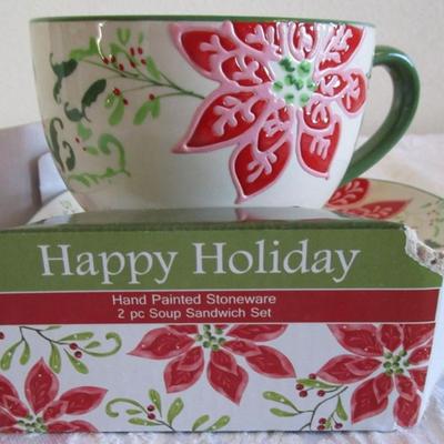 Poinsettia plate & cup