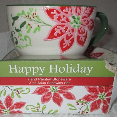 Poinsettia plate & cup