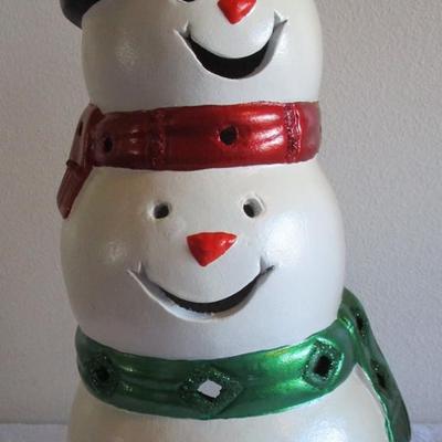 Happy snowman ceramic figure