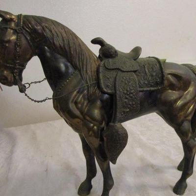 Solid Copper-plated bronze horse with saddle separate from the horse
