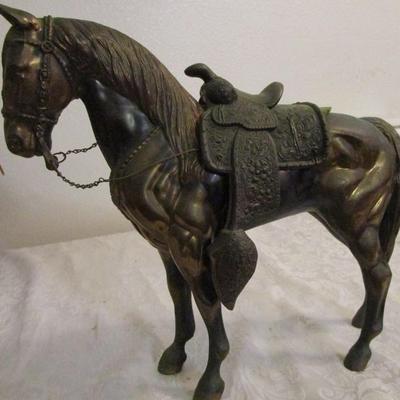 Solid Copper-plated bronze horse with saddle separate from the horse