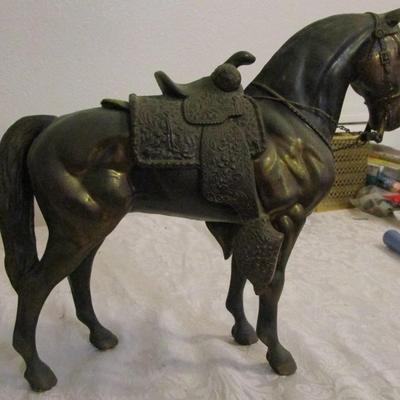 Solid Copper-plated bronze horse with saddle separate from the horse