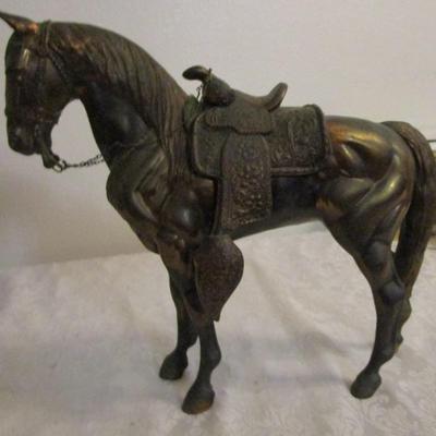 Solid Copper-plated bronze horse with saddle separate from the horse
