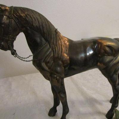Solid Copper-plated bronze horse with saddle separate from the horse