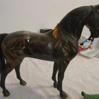 Solid Copper-plated bronze horse with saddle separate from the horse