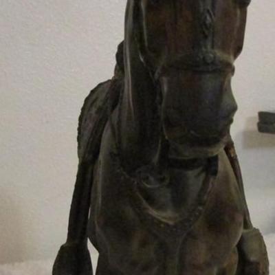 Solid Copper-plated bronze horse with saddle separate from the horse