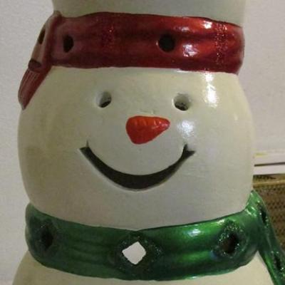 Happy snowman ceramic figure