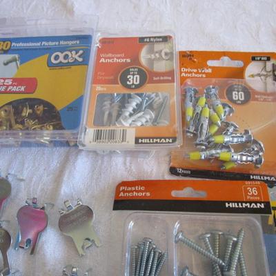 Picture hangers, anchors and screws