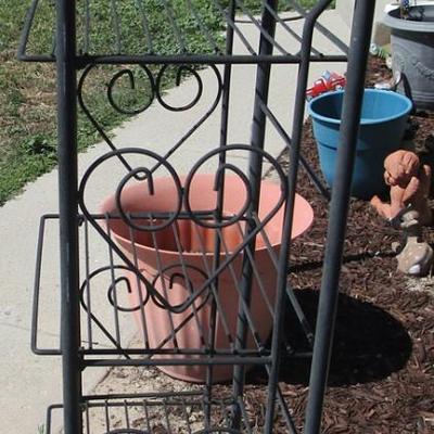 Plant stand, black metal, folding