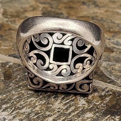 Square Onyx Sterling Silver Ring 10.1gr
