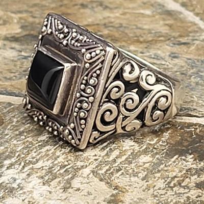 Square Onyx Sterling Silver Ring 10.1gr