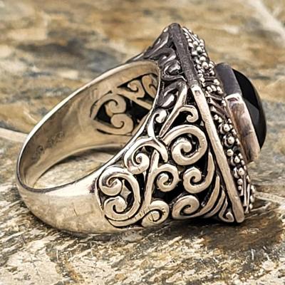 Square Onyx Sterling Silver Ring 10.1gr