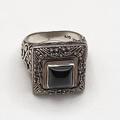 Square Onyx Sterling Silver Ring 10.1gr
