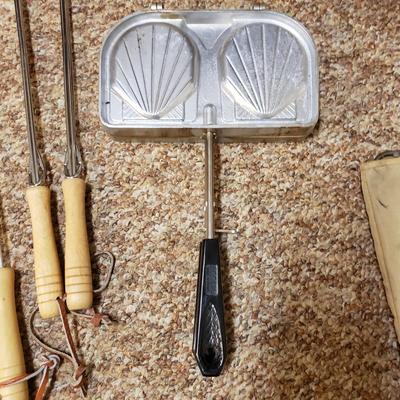 Two Snow Peak Collapsible Fireplaces, Fire Poker and More (C-KD)