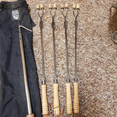 Two Snow Peak Collapsible Fireplaces, Fire Poker and More (C-KD)