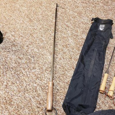 Two Snow Peak Collapsible Fireplaces, Fire Poker and More (C-KD)