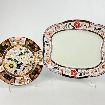 576 A Bros. Lincoln England Ironstone Platter & Plate