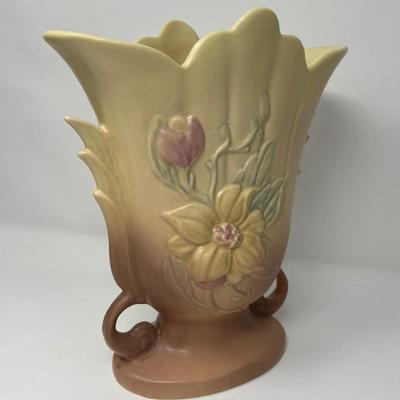 Vintage HULL Art Tulip Vase Pink Yellow Floral