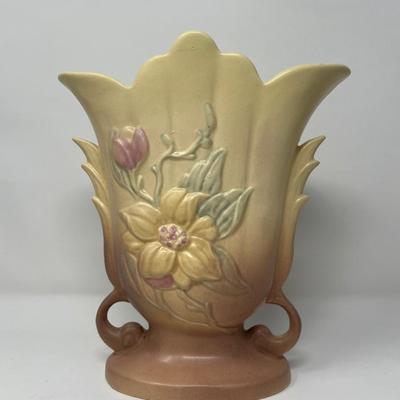 Vintage HULL Art Tulip Vase Pink Yellow Floral