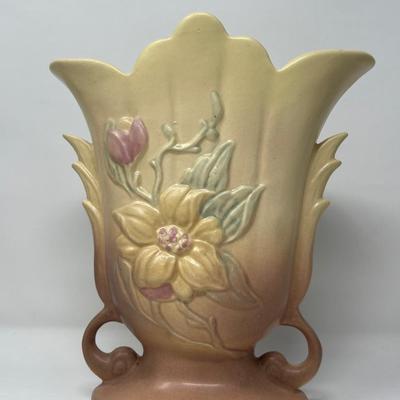 Vintage HULL Art Tulip Vase Pink Yellow Floral