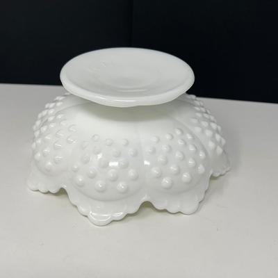 Fenton Hobnail White Milk Glass Single Horn Epergne