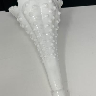 Fenton Hobnail White Milk Glass Single Horn Epergne