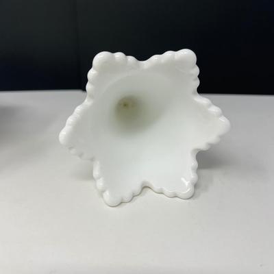 Fenton Hobnail White Milk Glass Single Horn Epergne