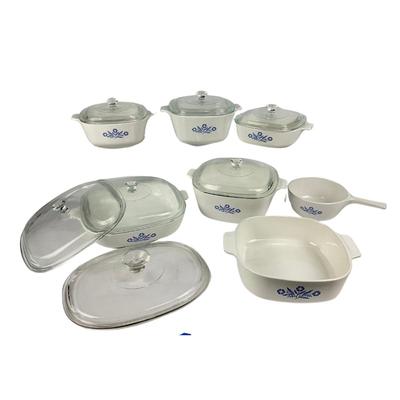 584 9 Piece Blue Cornflower Corningware Lot