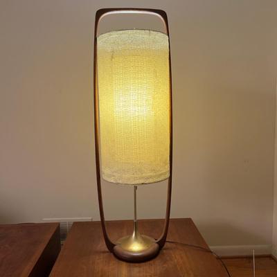 MCM Vintage Teak Desk Lamp 43" Tall