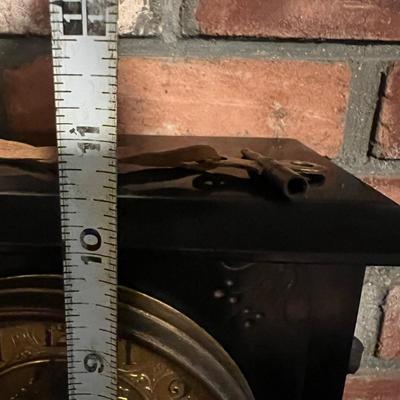 Antique Ornate Waterbury Mantle Clock w Key