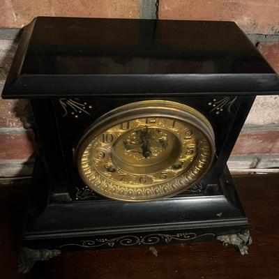 Antique Ornate Waterbury Mantle Clock w Key