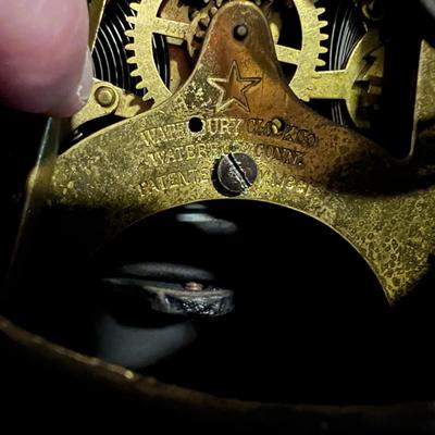 Antique Ornate Waterbury Mantle Clock w Key