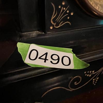 Antique Ornate Waterbury Mantle Clock w Key