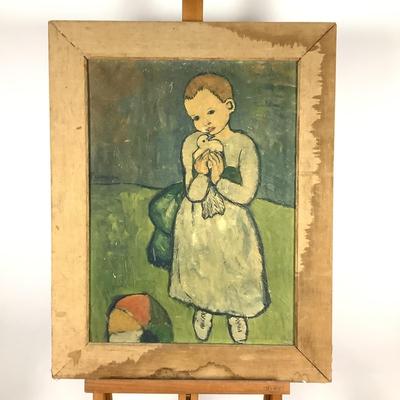 593 Framed Picasso Print on Board Child with Dove