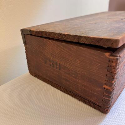 Antique Wood Box National Carpet Tacks WITH Contents
